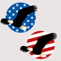 Eagle on the background of the American flag vector illustration flat Royalty Free Stock Photo