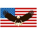 Eagle on the background of the American flag vector illustration flat Royalty Free Stock Photo