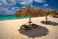 Eagle Beach, Oranjestad, Aruba - Cabanas on the beach Royalty Free Stock Photo