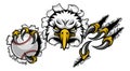 Eagle Baseball Cartoon Mascot Tearing Background