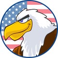 Eagle Bird Cartoon Character Over USA Flag Label Royalty Free Stock Photo