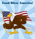 Eagle Bird Cartoon Character Waving American Flag Royalty Free Stock Photo