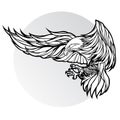 eagle bird flying drawing black illustration