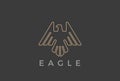 Eagle Bird flying Logo design vector template Linear luxury heraldic style.Falcon Hawk soaring outline Logotype icon Royalty Free Stock Photo