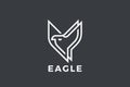 Eagle Bird Flying Logo design vector Linear. Falco