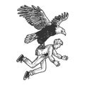 Eagle bird kidnaps human sketch engraving