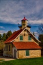 Eagle Bluff Lighthouse in Summer, Door County, WI Royalty Free Stock Photo