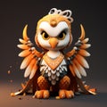 Fantasy-inspired 3d Owl: Vibrant Orange And White Craftcore Design