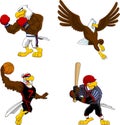 Eagle Cartoon Characters. Vector Hand Drawn Collection Set Royalty Free Stock Photo