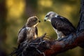 Eagle with chick on the nest. Amazing Wildlife. Generative Ai