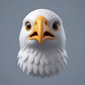 Eagle 3D sticker Emoji icon illustration, funny little animals, eagle on a white background