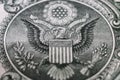 Eagle on 1 dollar bill close-up Royalty Free Stock Photo