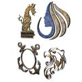 Set of Symbols, in Various Materials, 3D Illustration, 3D Rendering