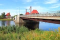 Eagle drawbridge over the river Deima in the Polessk city