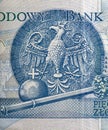 Eagle, the emblem of Poland depicted on zloty banknote macro Royalty Free Stock Photo