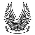 Eagle Emblem, Wings Spread, Holding Banner