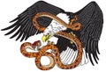 Eagle fighting a snake serpent