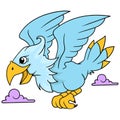 The eagle flies across the sky in sunny weather, doodle icon image kawaii