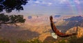 Eagle flies over Grand Canyon Royalty Free Stock Photo