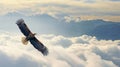 Eagle in flight above the clouds. A majestic bald eagle soaring majestically in air. AI Generative Royalty Free Stock Photo