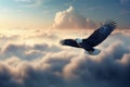 Eagle flying clouds. Generate AI Royalty Free Stock Photo