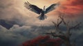 Eagle flying in the clouds Royalty Free Stock Photo