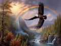 an eagle flying over a rainbow generative AI