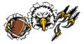 Eagle Football Cartoon Mascot Tearing Background