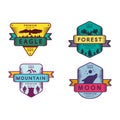 Eagle and Forest, Moon and Mountain Badges Set