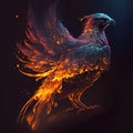 Eagle in the form of fire on a black background. Phoenix bird Royalty Free Stock Photo