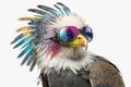 Eagle Full Shot Punk Colorful Chromies. Generative AI