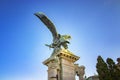 Eagle on the gate to the Buda castle, Budapest, Hungary. It is bronze statue on the hill. Royalty Free Stock Photo