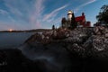 Eagle Harbor Light at Night on the Keweenaw Peninsula in Michigan