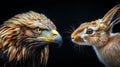 Eagle and Hare A Captivating Study in Contrasts, Wildlife Portrait on Black Background Royalty Free Stock Photo