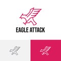 Eagle Hawk Falcon Attack Fly Wing Claw Line Logo