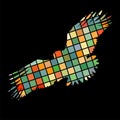 Eagle hawk golden eagle bird mosaic color silhouette animal back