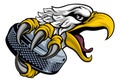 Eagle Hawk Ice Hockey Puck Cartoon Team Mascot