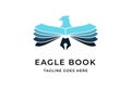 Eagle Hawk Phoenix with Book and Pen for Education School Collage University Logo Design Vector