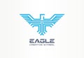 Eagle, hawk spread wings falcon creative symbol concept. Predator emblem, wildlife abstract business logo idea. Bird in