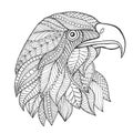 Eagle head. Adult antistress coloring page Royalty Free Stock Photo