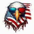 Eagle Head and American Flag: The Ultimate Patriotic Statement, Isolated on White background - Generative AI