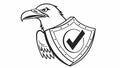 Eagle head with checkmark shield secure vector icon, vector design Generative AI Royalty Free Stock Photo