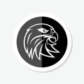 Eagle head circle monogram sticker design template. Black abstract icon Royalty Free Stock Photo