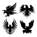 Eagle Head Fly Logo Black Icon Tattoo Vector Illustration