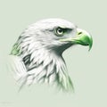 Eagle Head Illustration On Green Background By Raphael Lacoste