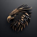 eagle head logo illustration, gold theme