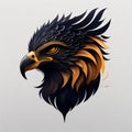 eagle head logo illustration, gold theme