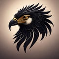 eagle head logo illustration, gold theme