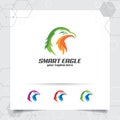 Eagle head mascot logo vector design with a simple flat design of falcon and hawk icon illustration Royalty Free Stock Photo
