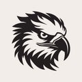 Eagle head one color vector logo, emblem or icon. Tattoo art style. Royalty Free Stock Photo